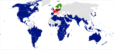 A map of countries that have a church that is a member of the Anglican Communion (blue),
the Porvoo Communion (green), comprising European Anglican and Lutheran churches, and the Union of Utrecht (Old Catholic) (red), a federation of Old Catholic Churches. Anglican C., Porvoo C., Utrecht Union.svg