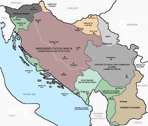 a coloured map showing the partition of Yugoslavia