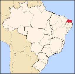 Karta över Brasilien med Rio Grande do Norte markerat.