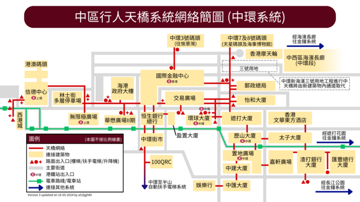 中區行人天橋系統（中環系統）網絡圖