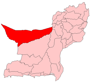 Map of Balochistan with Chagai District highlighted in maroon