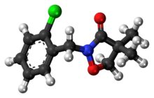 Ball-and-stick model of the clomazone molecule