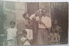 Photo des 7 frères de Saxcé en 1932. Arnaud, troisième en partant de la gauche.