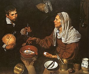 Vieja friendo huevos (1618, English: An Old Woman Frying Eggs)