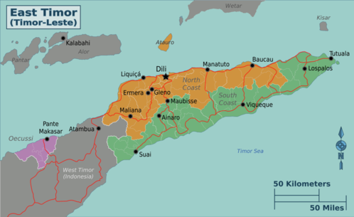 Mapa regionů Východního Timoru