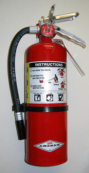 A stored-pressure fire extinguisher