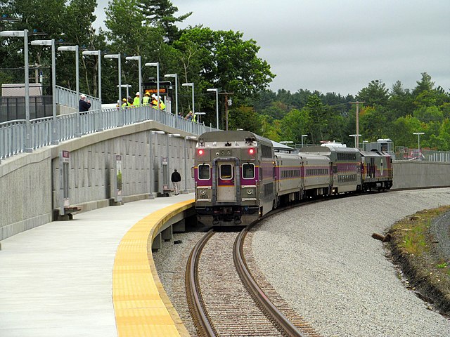 The first train to serve Wachusett station in September 2016