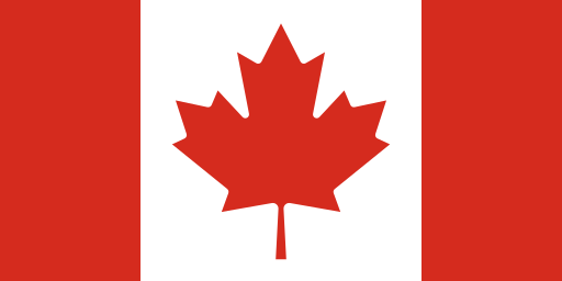 A vertical triband outline (red, white, red) with a red maple leaf in the center.