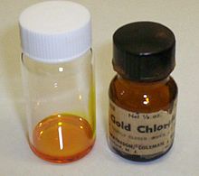 Gold(III) chloride solution in water Gold(III) chloride solution.jpg