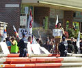 Protesters chant "Chumps" at luncheon attendees