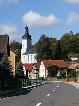 Kraftsdorfs centrum med kyrkan.