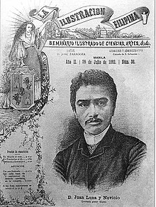 Juan Luna featured on the cover of a Philippine periodical in Spanish La Illustracion Filipina (1892).jpg