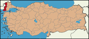Localização da província de Edirne na Turquia