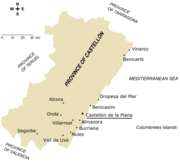 Main towns in Castellón province