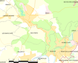 Mapa obce Moutiers