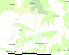 Mapa obce Paréac