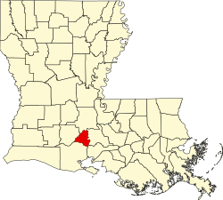 Karte von Lafayette Parish innerhalb von Louisiana