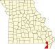 Карта штата, на которой выделен округ Данклин в юго-восточной части штата.