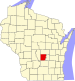 Harta statului Wisconsin indicând comitatul Marquette
