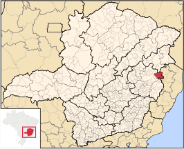 Ligging van de Braziliaanse microregio Mantena in Minas Gerais