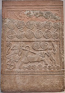 Колесница на стеле из могильного круга А, Микены XVI в. до н. э.