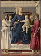 One of the Clark's Old Masters, Piero della Francesca, Virgin and Child Enthroned with Four Angels, c. 1460–70