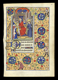 Pilát Pontský si umývá ruce s textem Deus in adiutorium (Hodinky velkovévodkyně Markéty Orleánské)