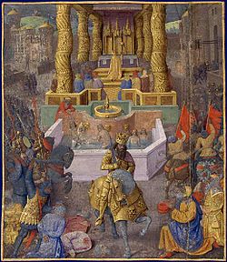 Herodes entrando em Jerusalém (36 adC). Miniatura de Jean Fouquet (entre 1470 y 1475)