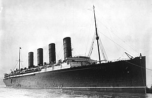 RMS Lusitania coming into port, possibly in Ne...