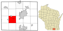 Location in Rock County and the state of Wisconsin.