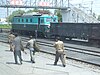 A Red Flag 1 locomotive at Sinanju Station in 2012