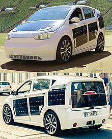 The roof, bonnet and large parts of the outer shell of the Sion are equipped with highly efficient monocrystalline silicon cells Sono Sion Front Back.jpg