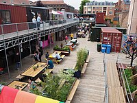 Spark:York, opened in 2018 as part of the Piccadilly regeneration scheme, offers a range of street food, drinks and live music. Spark York 02.jpg