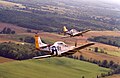 Two T-51 Mustangs flying in formation