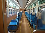 青を基調とした モハ634-11車内