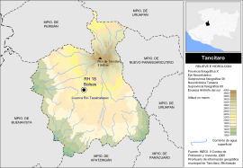 Karte der Gemeinde Tancítaro