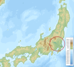 Toneflodens läge på Honshu