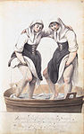 Wasvrouwen stampen de was (Gesina ter Borch, 1652)