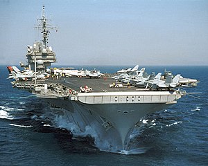 USS Kitty Hawk (CV-63), center of Task Force 70 of the U.S. Seventh Fleet