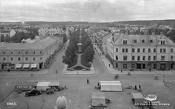 Rådhustorget sett från Rådhuset. 1940-tal.