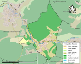 Carte en couleurs présentant l'occupation des sols.