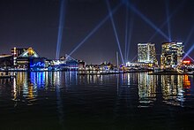 Baltimore A view of the skyline during Light City 2018 in Baltimore.jpg