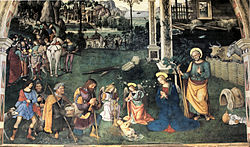 Détail de La Chapelle Baglioni, Adoration des Pasteurs et Arrivée des Mages