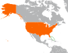 Location map for the Bahamas and the United States.