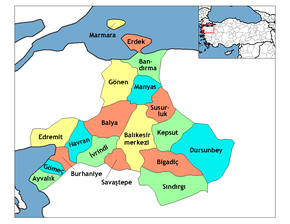 Hartă de poziționare pentru Balıkesir