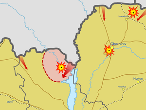 Карта с окупираната територия от руските сили около централата
