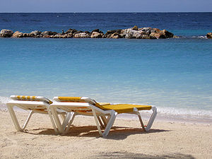 A deckchair at the beach in Curaçao