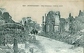 Carte postale ancienne montrant les destructions de la Première Guerre mondiale