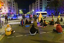 Animal Rebellion blocking the agriculture ministry in Berlin, Germany in 2020. Blockade des Landwirtschaftsministeriums durch Animal Rebellion (50423189552).jpg