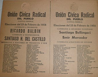 Boleta electoral de Balbín.